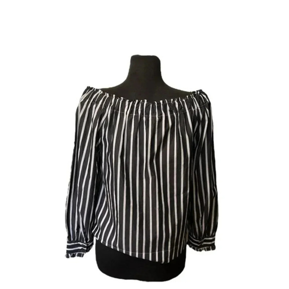 J.Crew off-the-shoulder Striped top with bow, SMALL, - Picture 6 of 10